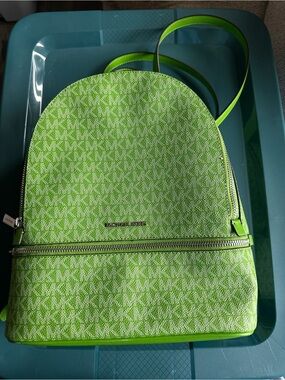 Michael Kors Neon Lime Monogram Backpack